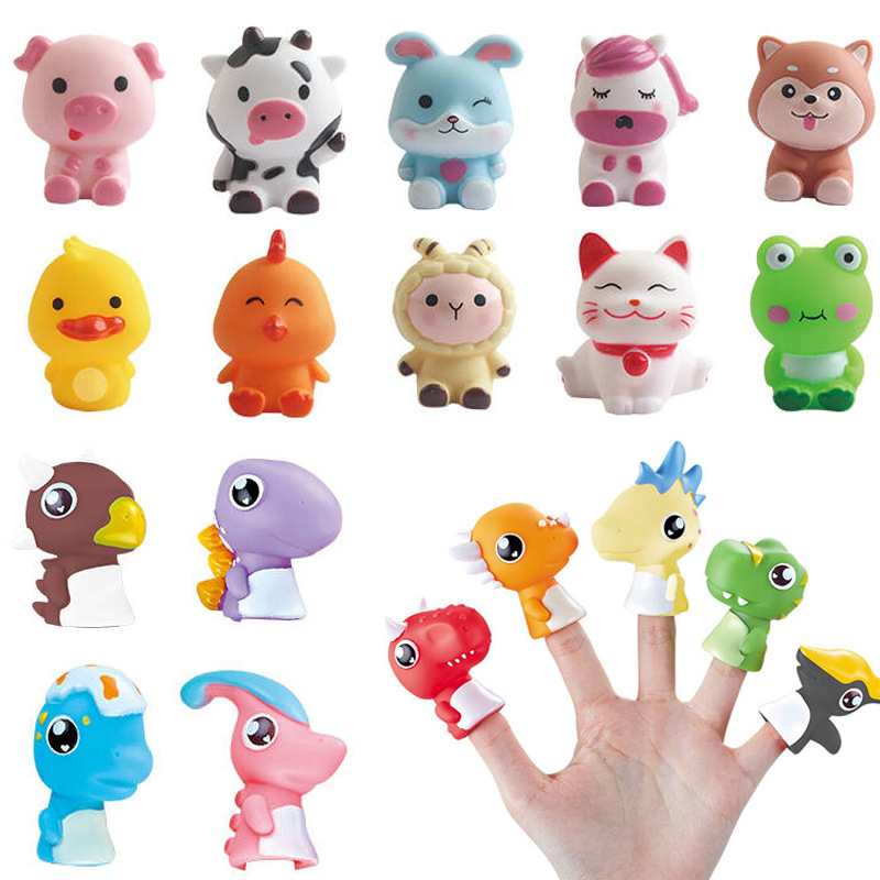 跨境儿童早教安抚手指玩偶小动物手套恐龙手偶玩具亲子互动手套