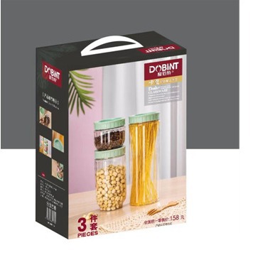 storage jar glass sealed cover 3-piece set sealed jar dried fruit coarse cereals storage tank souvenirs insurance gift wholesale