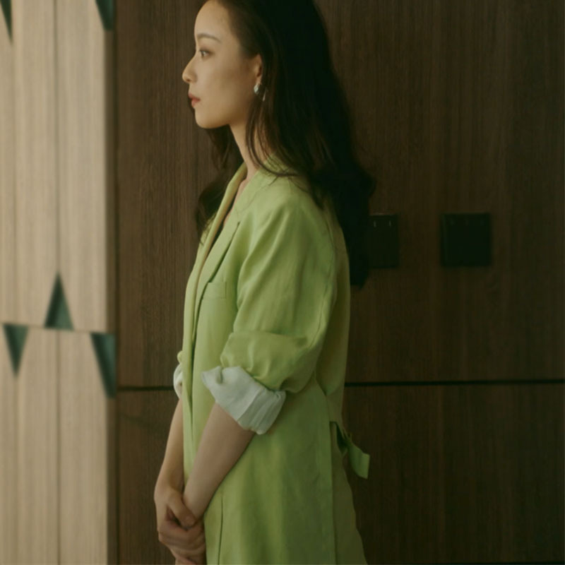 流金岁月朱锁锁倪妮同款休闲宽松中长款小西服开叉排扣半裙套装女