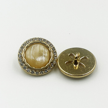 金属镶钻高脚手缝纽扣女士衬衫毛衣装饰扣圆形猫眼珠光珍珠水钻扣