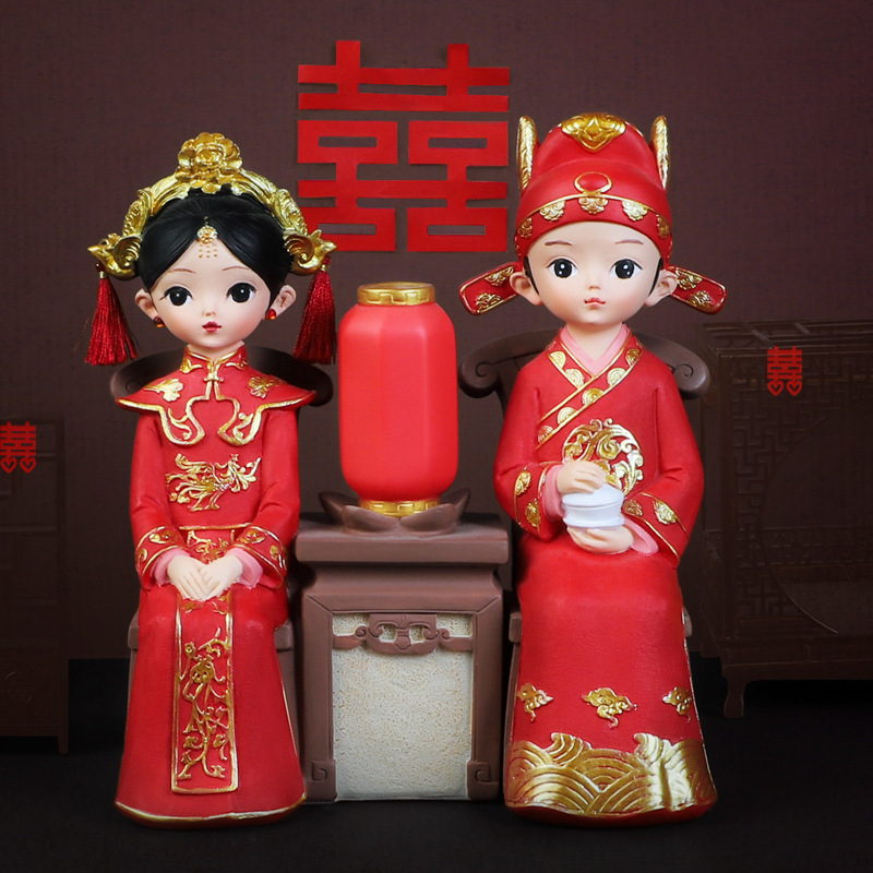 Bridegroom and Bride Series Decoration Chinese Wedding Resin Crafts Decoration Decoration for Free Couple Creative Wedding Gifts