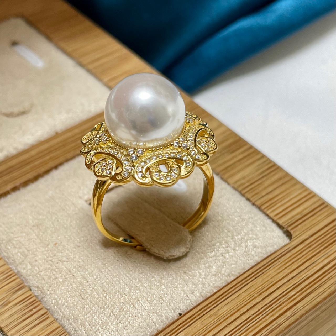 diy配件 s925纯银大气百搭珍珠戒指空托 半成品手饰指环戒托银托