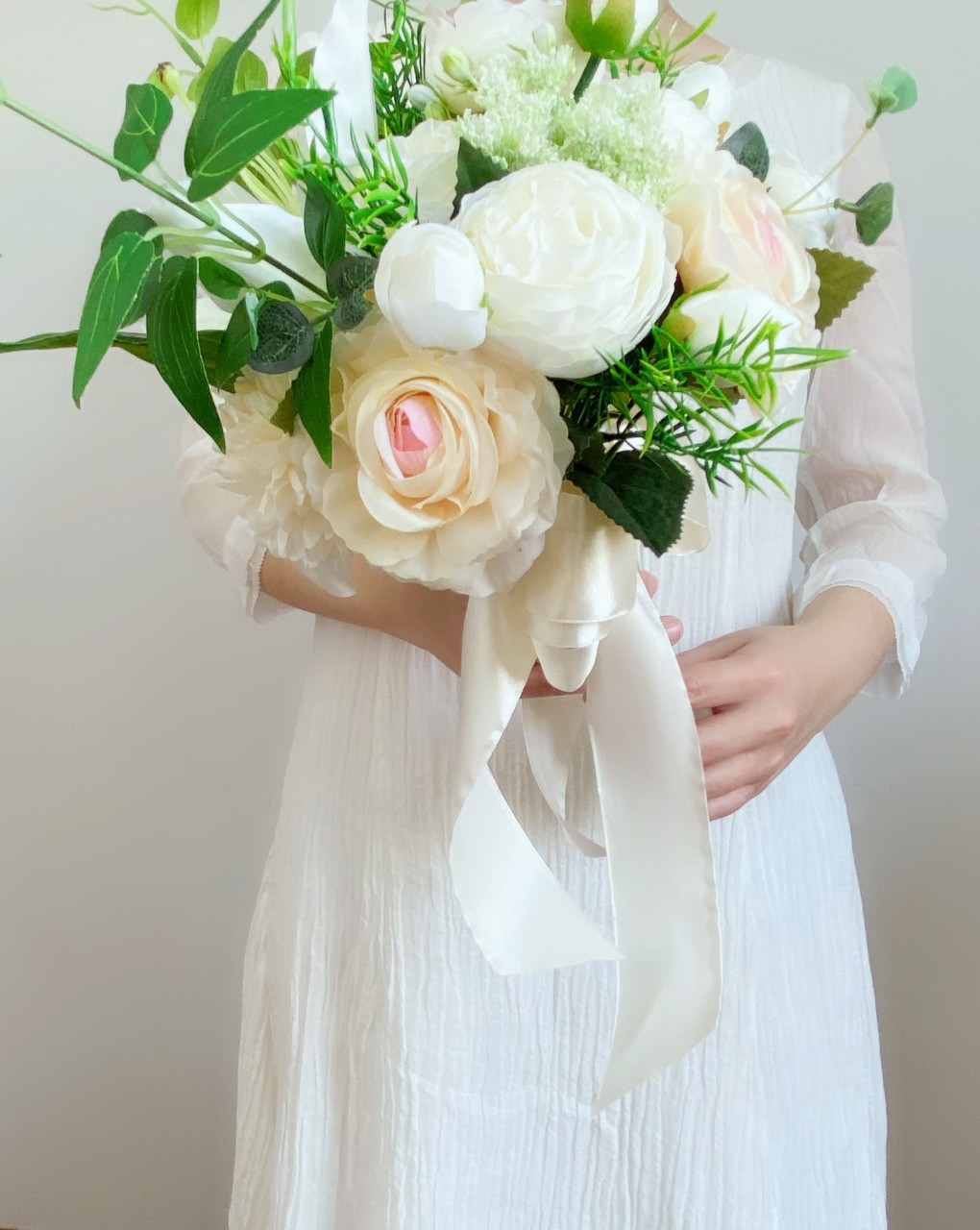 香槟色手捧花新娘清新仿真绿植婚礼捧花伴娘花童手捧花森系