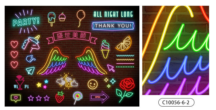 国潮风霓虹灯墙纸网红打卡拍照装饰酒吧啤酒屋烧烤店3d背景墙壁纸