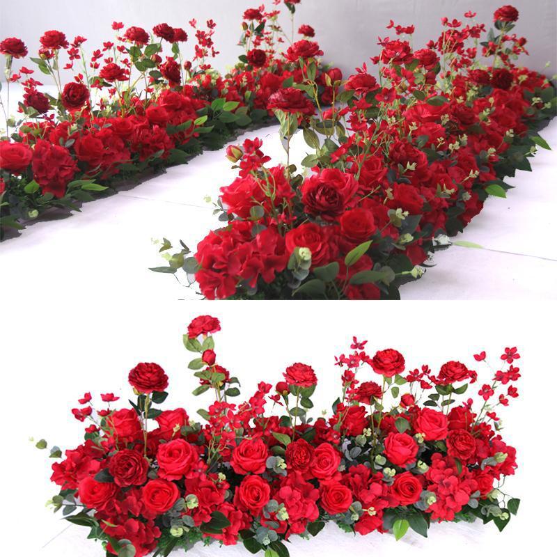 仿真花排新款婚庆路引花婚礼t台花舞饰中式路引花红色地花布置