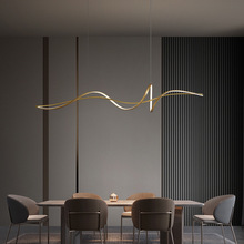 现代简约全铜艺术线条餐厅吊灯设计师轻奢大气别墅岛台吧台装饰灯