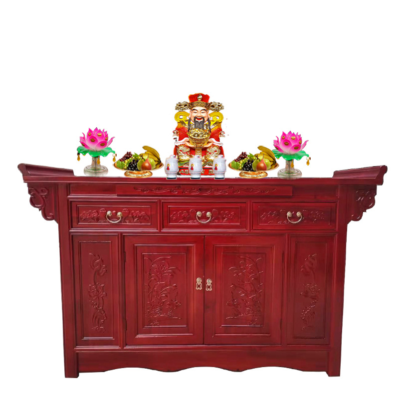 红木色供台雕花家用客厅供桌供佛台中式木质保家仙供奉桌厂家供应