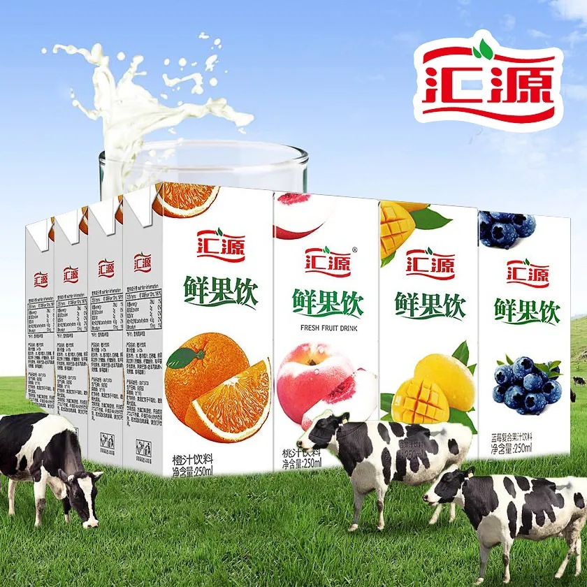汇源鲜果饮200ml*12盒桃汁橙汁芒果蓝莓味网红休闲饮品大量批发