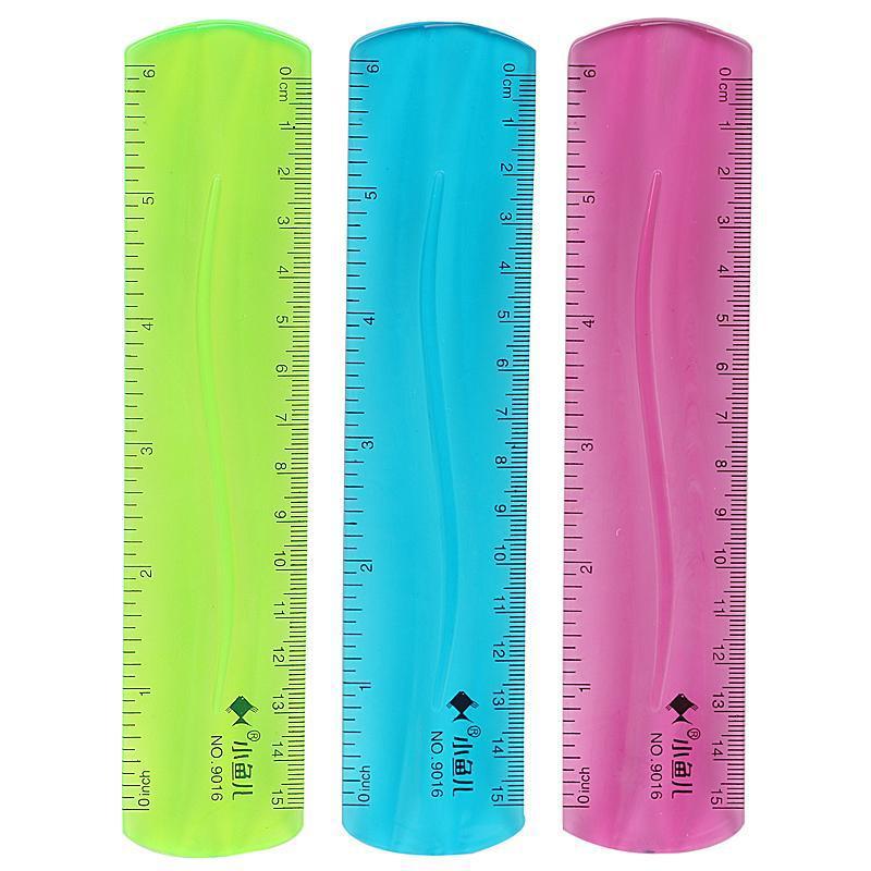 小鱼儿软尺子软胶弯曲折不断小学生文具专业测量工具多功能透明尺