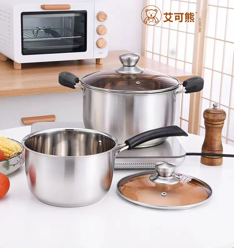Aike Bear King Kong Five-Piece Soup Pot Milk Pot Multi-Function Cooking Stew Thickened Multi-Function Pots Gift Gift