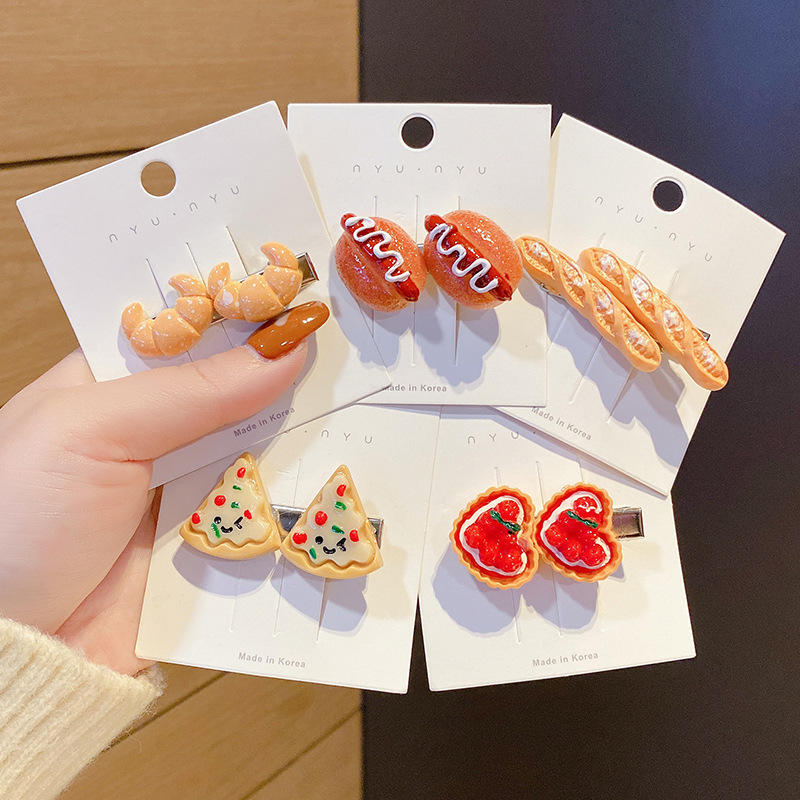 搞怪食物发夹女小夹子头饰可爱鸭嘴夹儿童侧边高级感汉堡韩版发饰