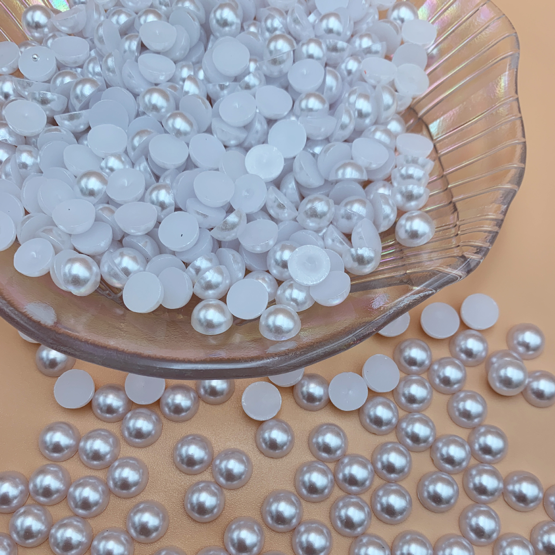 Abs Semicircle Bright Pearl Flat Imitation Pearl M White Pearl Wholesale Mobile Phone Stick-on Crystals Nail Pearls Diy