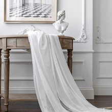 北欧轻奢白色钉珠窗纱客厅卧室剽窗雪纺白纱珍珠窗纱跨境窗帘成品