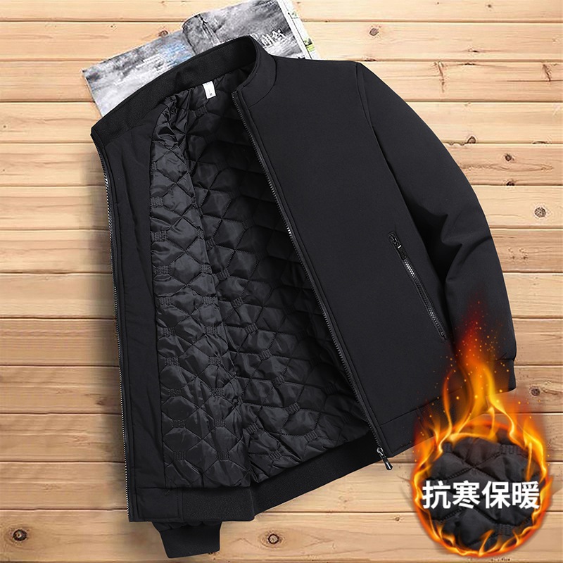 middle-aged and elderly jacket autumn and winter cotton padded casual middle-aged men‘s jacket stand-up collar cotton-padded coat spring and autumn dad
