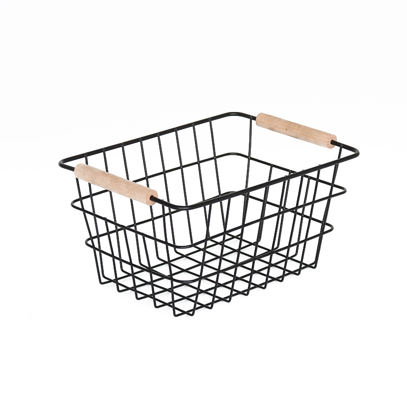 Beech Storage Basket Simple Iron Desktop Metal Storage Basket Bathroom Grid Storage Rack Living Room Storage Basket