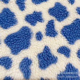 白色提花羊羔毛 可爱蓝色奶牛纹大颗粒 家纺鞋帽玩具抱枕毛绒布