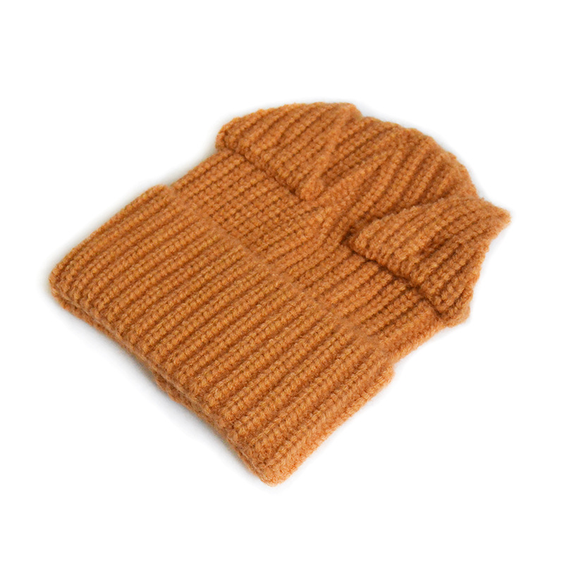 Chengwen New Simple Knitted Hat Boys and Girls Cute Pointed Cap with Ears Fashion Personality Solid Color Children Woolen Cap