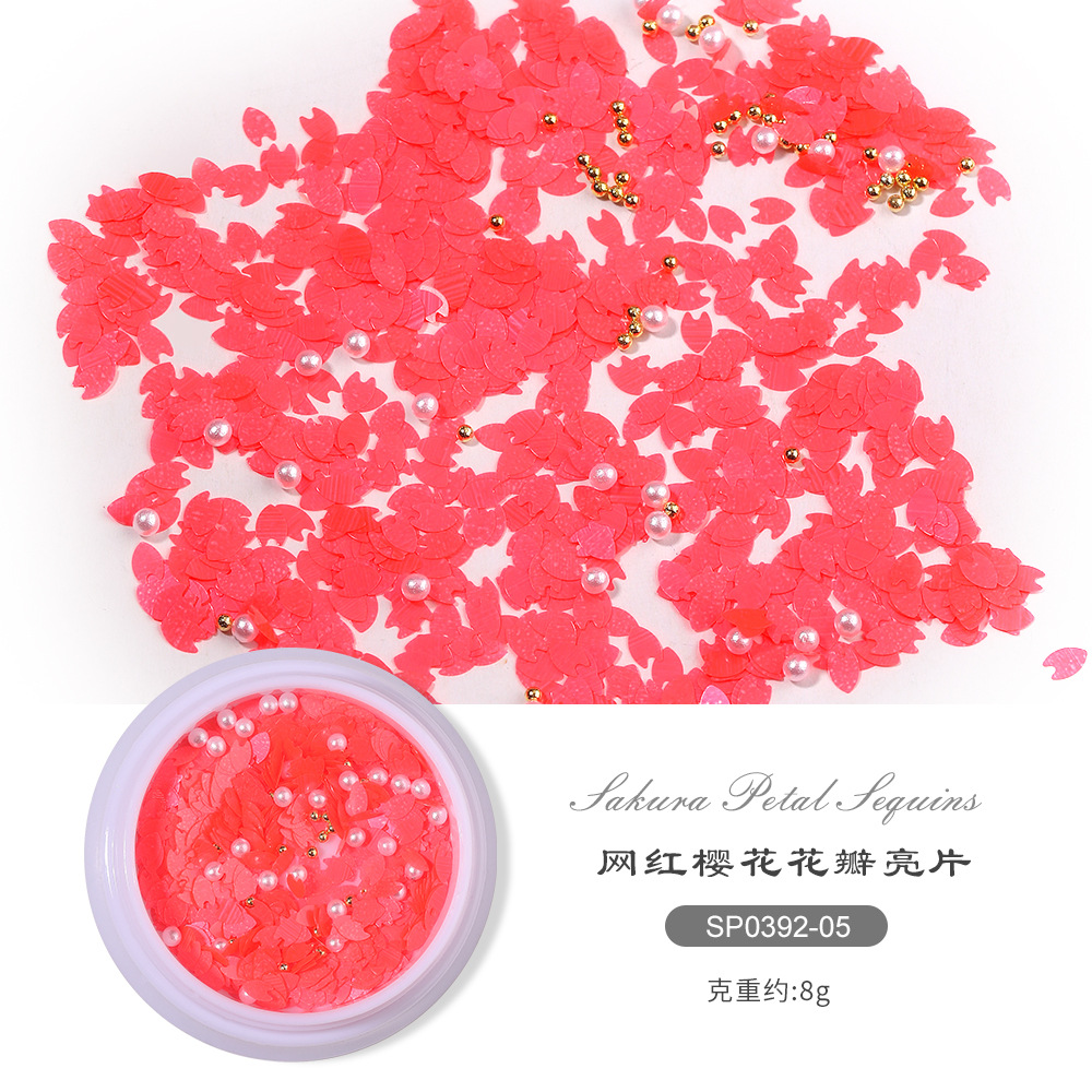 2023 Internet Hot Sakura Nail Ornament White Adhesive Decals New Japanese Sequins Decals Nail Sticker