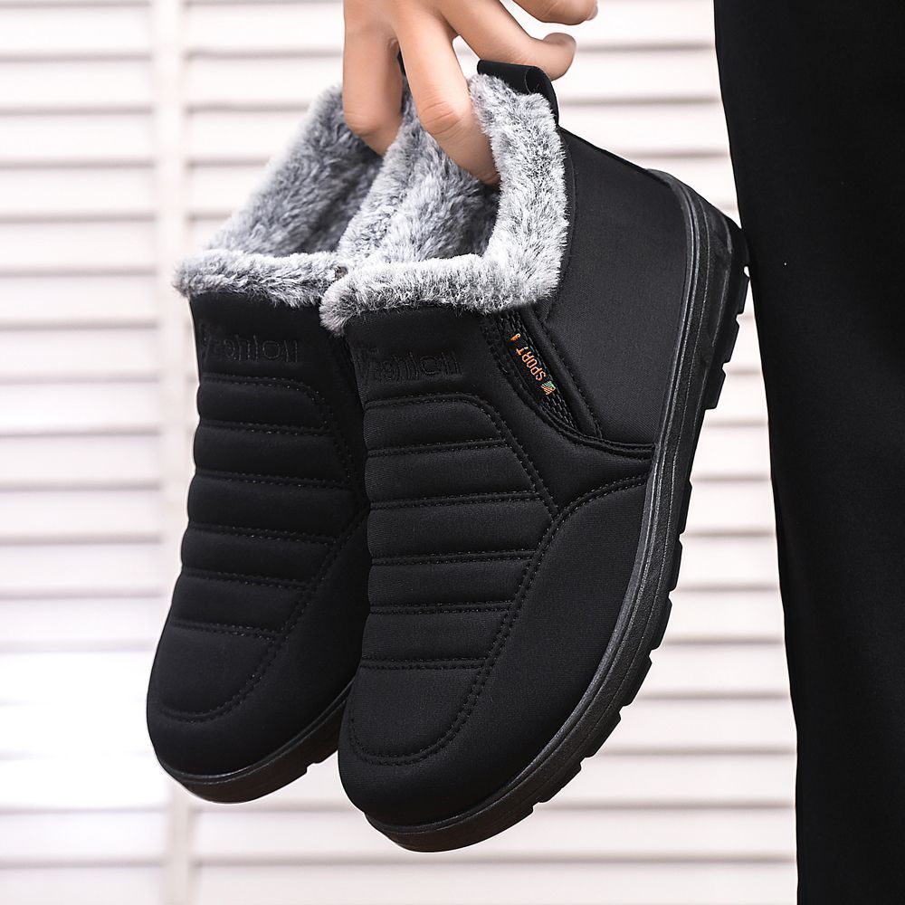 2023 New Cotton Shoes Winter Velvet Thermal Non-Slip Platform Men's Shoes Thickened Slip-on Men's Short Snow Boots