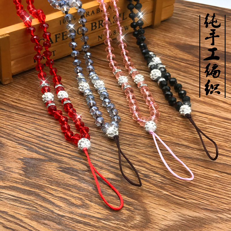 00手机挂绳挂脖子胸牌吊坠创意个性挂饰水晶长短链女款外壳通用挂