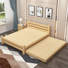 实木床双人床 主卧.米.米现代简约床松木单人床.米带拖床