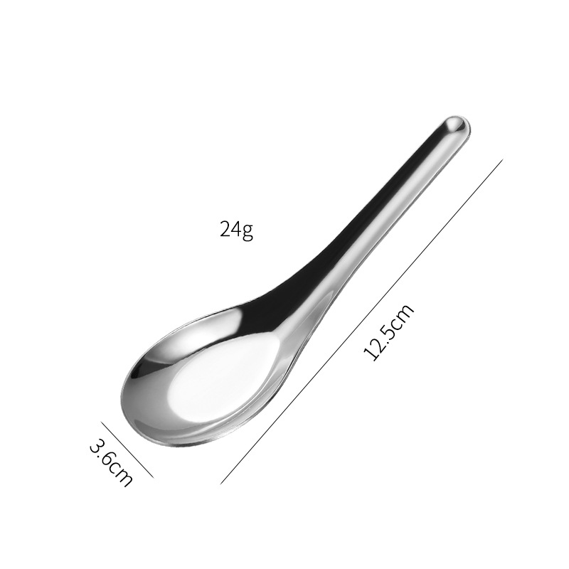 304 Stainless Steel Spoon Chinese Spoon Household Flat Spoon Golden Soup Spoon Student Canteen Eating Spoon