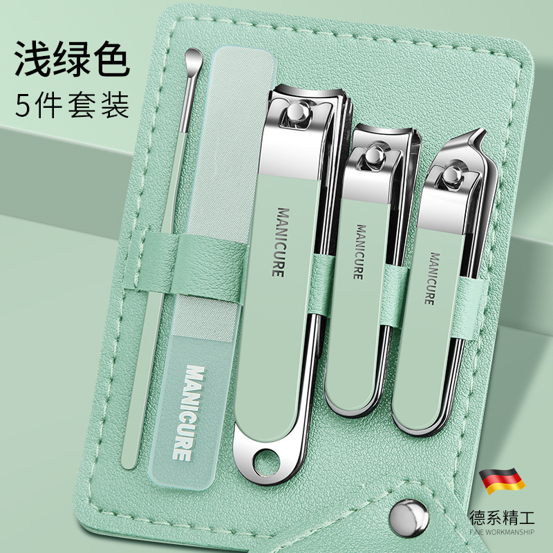 Stainless Steel Nail Clippers Suit Household High-End Portable Rotating Bag Nail Clippers Bevel Nail Scissors Manicure Tool