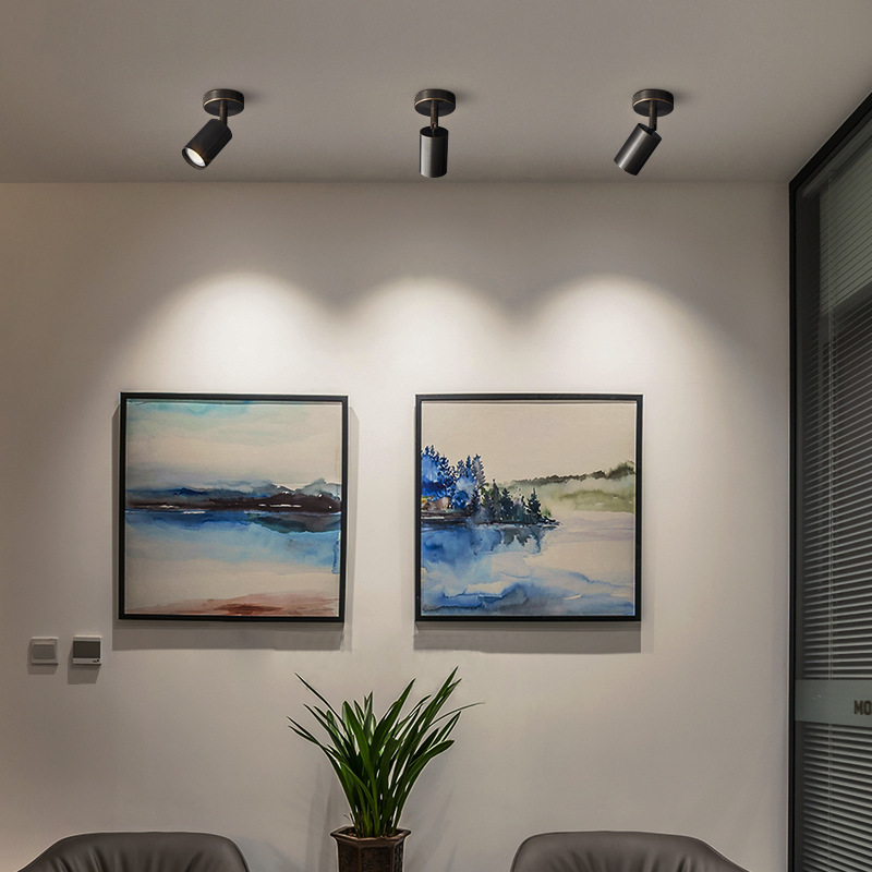 黄铜射灯店铺商用背景墙挂画投射灯室内服装店衣橱灯过道明装射灯