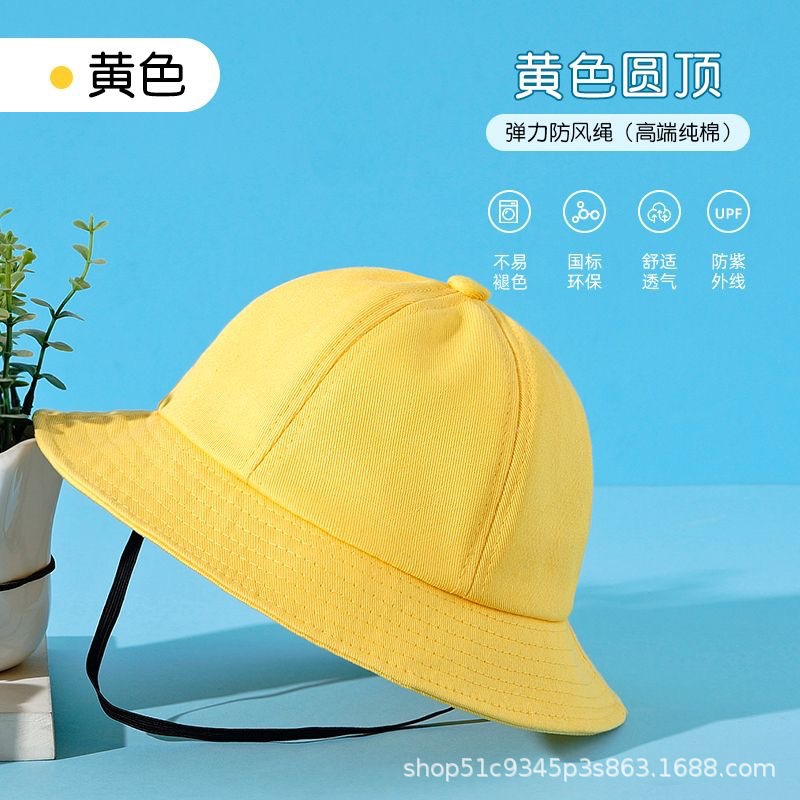 Children's Yellow Cap Kindergarten Hat Printed Logo Sun-Proof Anti-Ddos Yellow Hat Factory Wholesale Primary School Students Bucket Hat