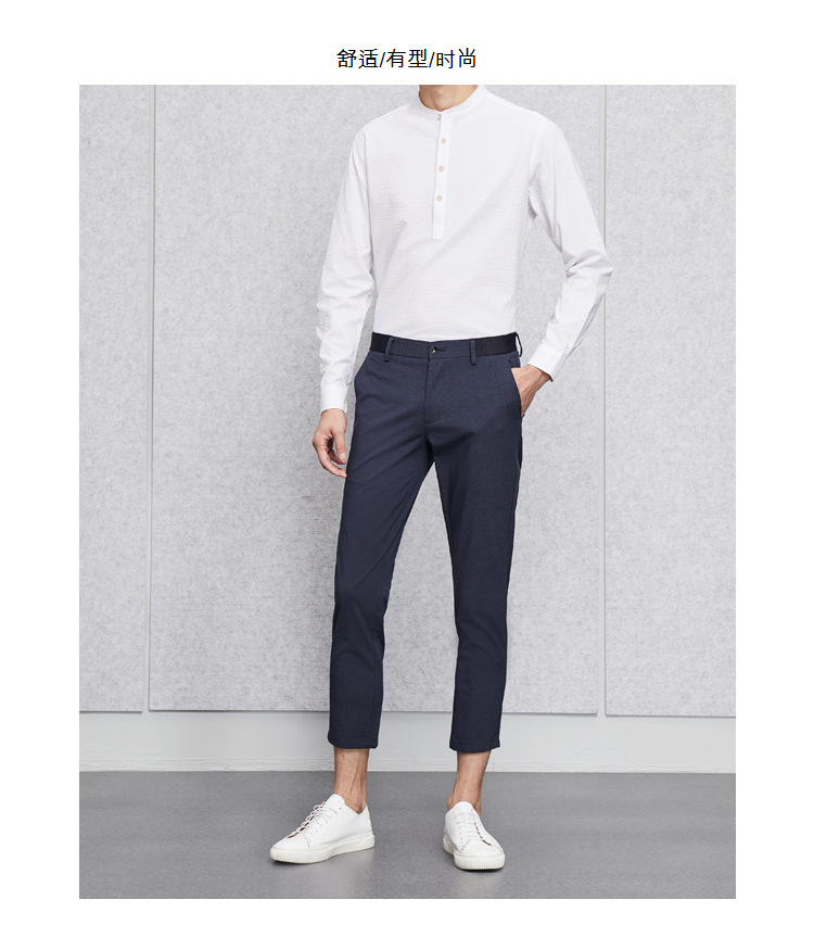 品牌剪标男士春季新款白色衬衫凉爽休闲小立领轻薄长袖衬衣c2e086