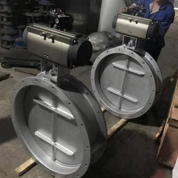 d641w不锈钢气动通风蝶阀dn450气动法兰风阀1000高温气动风管阀门