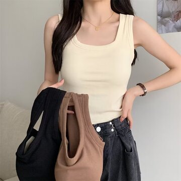 大码胖简约百搭吊带背心女夏季内搭遮副乳宽肩带无袖打底衫上衣