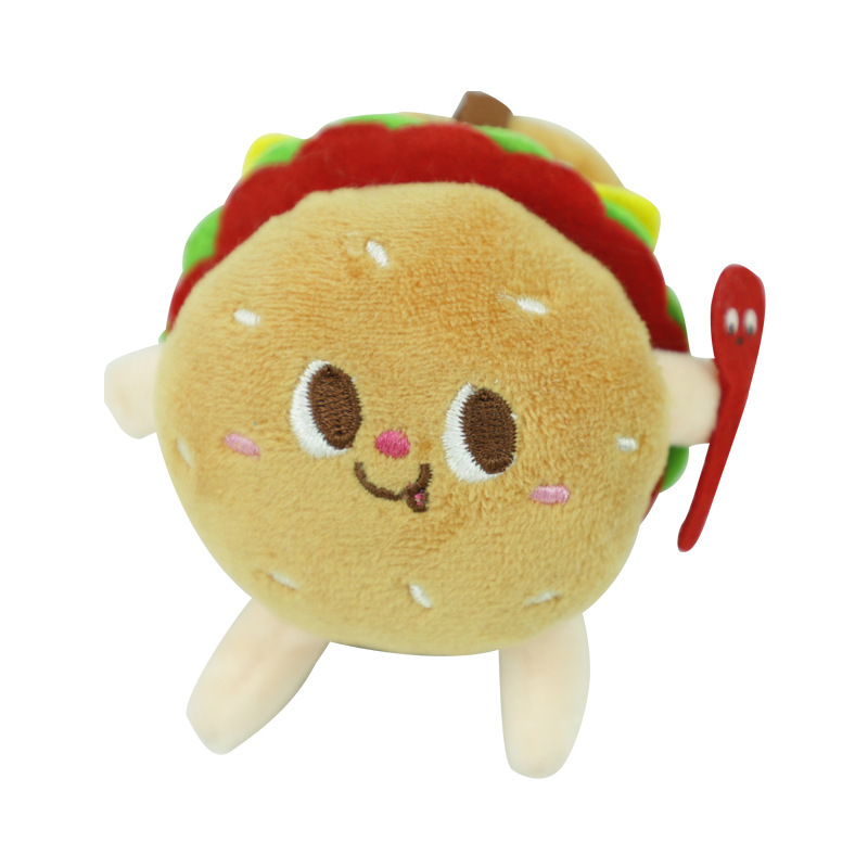 Cute Rex Rabbit Hamburger Chicken Leg Car Key Ring Pendant Ins Online Influencer Plush Doll Schoolbag Bag Charm Gift