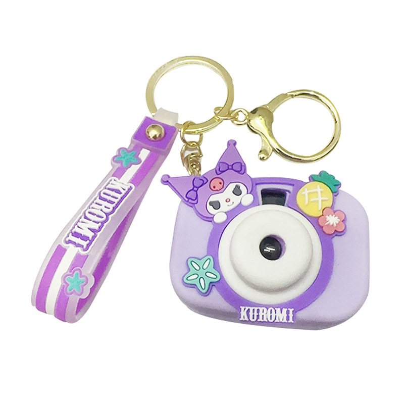 Genuine Sanrio Projection Camera Keychain Female Cute Hello Kitty Doll Key Chain Ring Exquisite Schoolbag Pendant