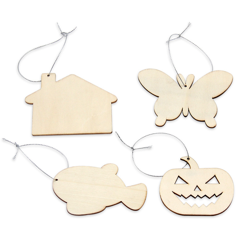 木质白坯卡通小木片复活节圣诞节粘土雪花泥装饰挂件动物花朵绘画