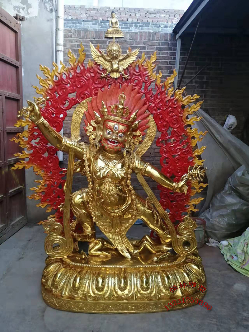 愤怒莲师佛像纯铜铸造大型藏传寺庙黄铜2米忿怒莲师密宗铜像直销