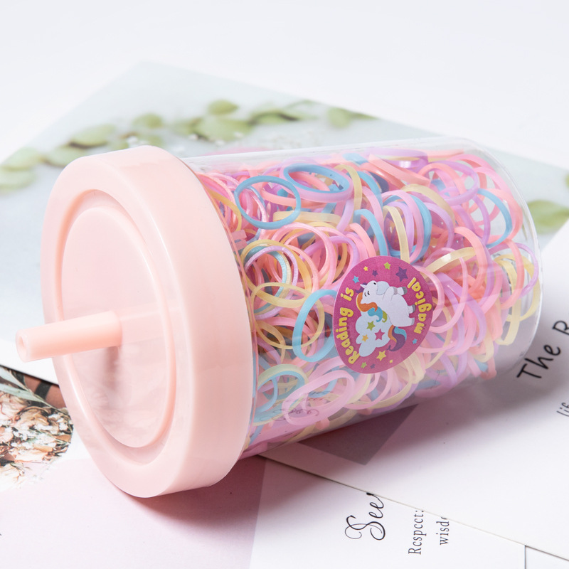 Korean Style Internet Celebrity Milk Tea Cup Disposable Color New Small Rubber Band Hair Rope High Elastic Hair Band Tie Small Braid