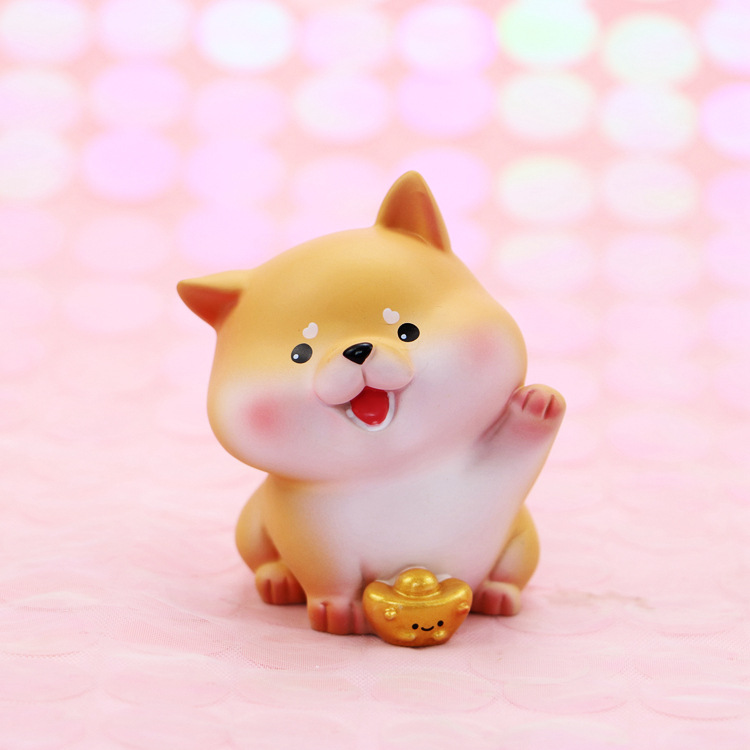 网红可爱招财柴犬小狗汽车车内装饰车载摆件卡通烘焙蛋糕装饰摆件