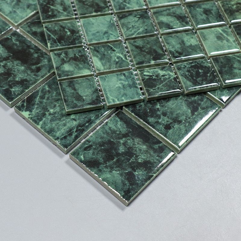 天然石材陶瓷大花绿游泳池马赛克 庭院水池鱼池瓷砖室外景观池砖