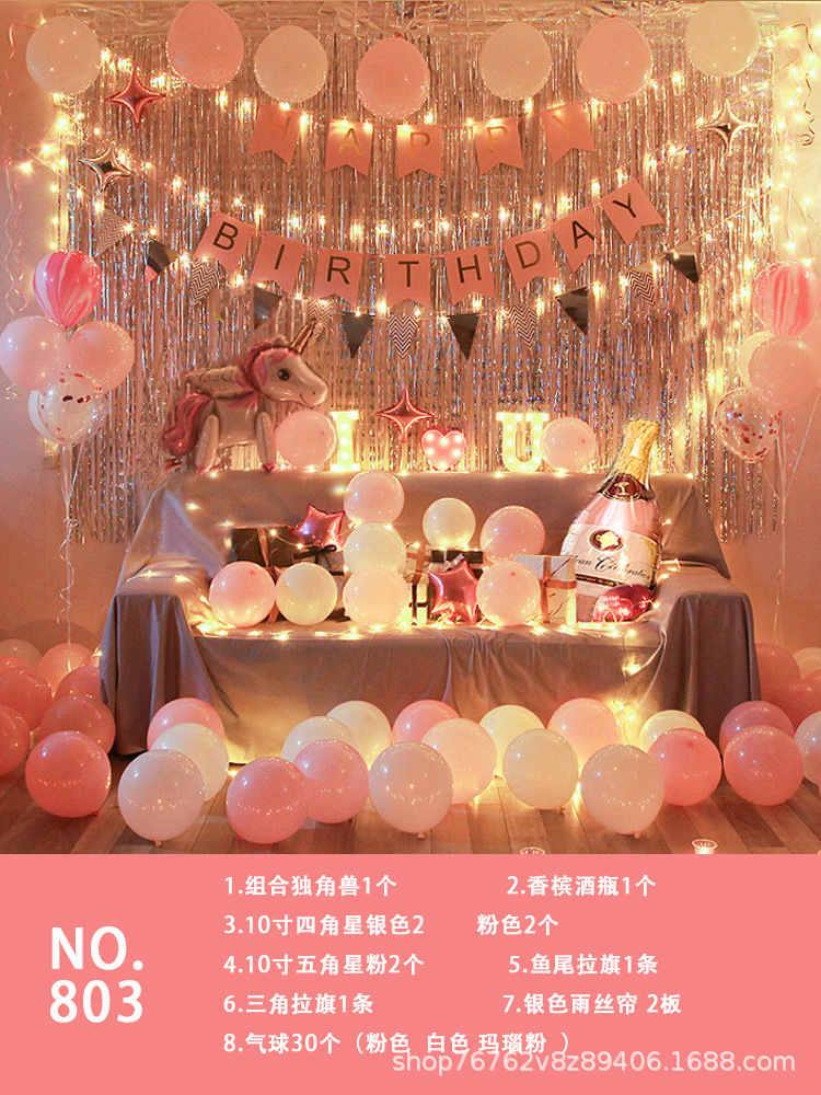 Happy Birthday Decoration Scene Layout Balloon Set Adult Year Old Baby Boy Girl Party Background Wall