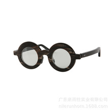 Nilerun高级设计感圆形宽边框细腿黑白条纹印度牛角平光眼镜架