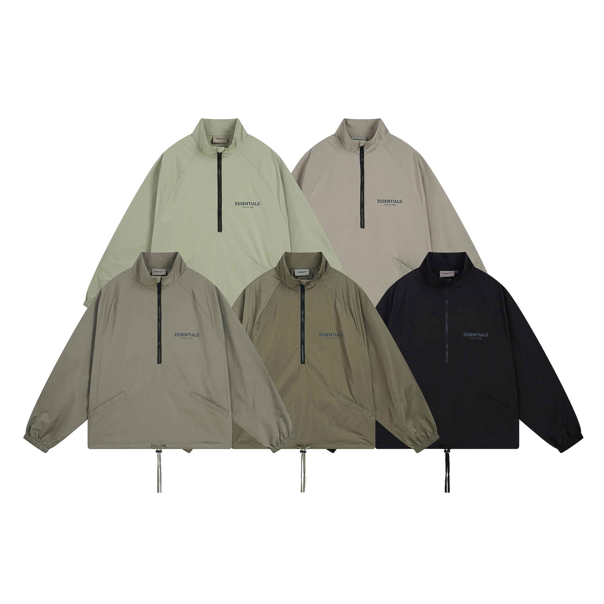 跨境外贸fog复线essentials半拉链印花套头冲锋衣男女立领上衣