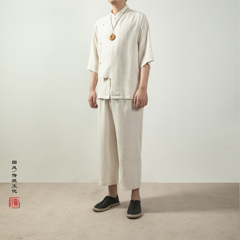 中国风男装棉麻男士立领唐装衬衫套装x03套装0150-阿里巴巴