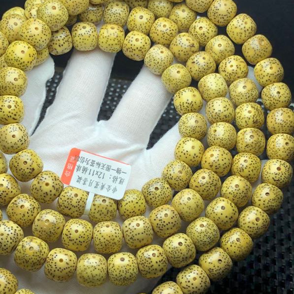 帝皇金鸡油黄星月菩提籽108颗老刀桶珠 5a大尺寸11*12mm高抛刮瓷