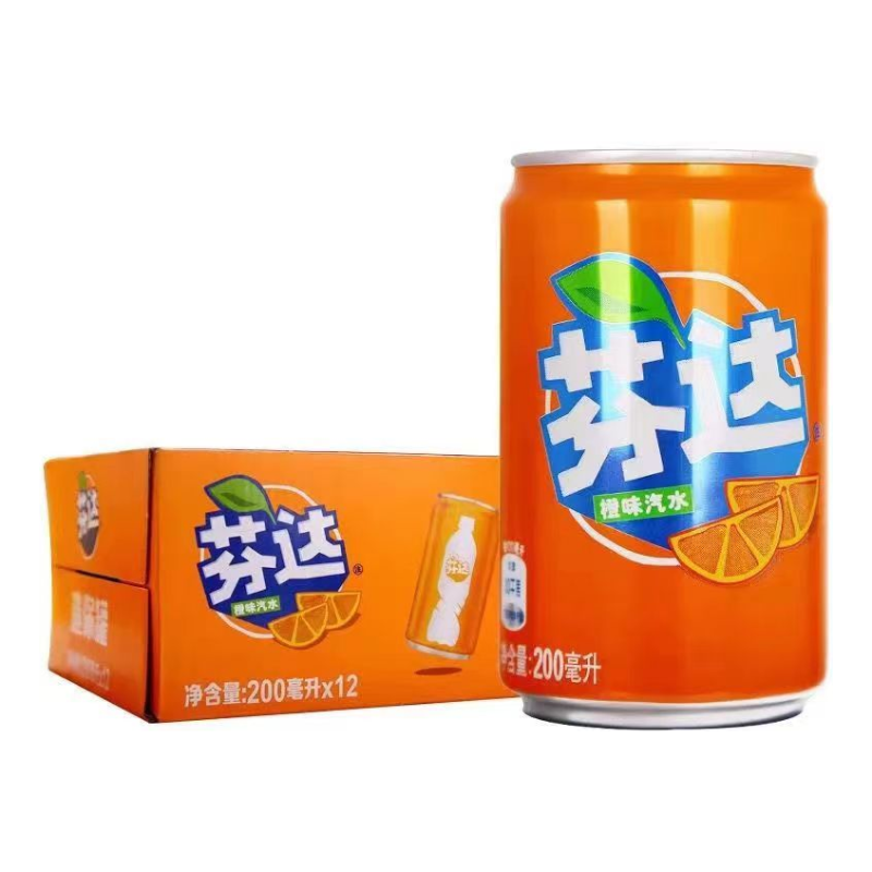 芬达迷你罐200ml*12mini橙味汽水饮料小罐装整箱易拉罐瓶装旗舰店