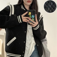 美式复古黑色棒球服外套女秋冬2025新款爆款小香韩系休闲穿搭上衣