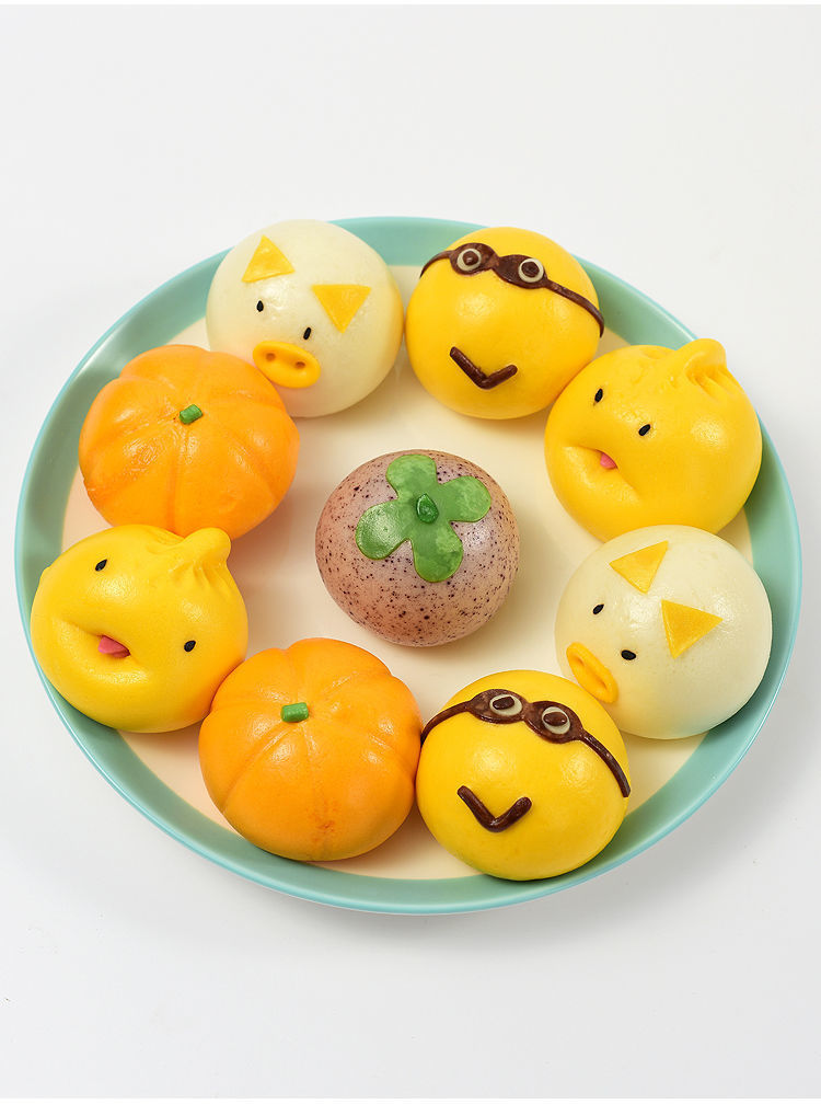 卡通包子馒头儿童早餐奶黄包猪猪包豆沙包早饭半成品宝宝速冻包子