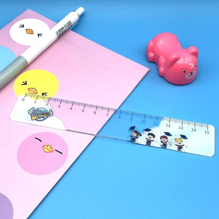 Acrylic Cartoon Advertising Ruler Student Four-Piece Set Custom Rulers Set School Supplies Custom Printed Logo