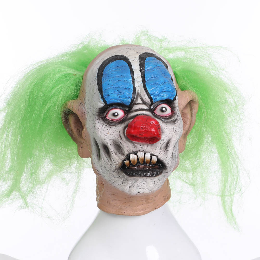 邪魅绿头发小丑面具红鼻子万圣节圣诞节乳胶搞笑狂欢节头套面具