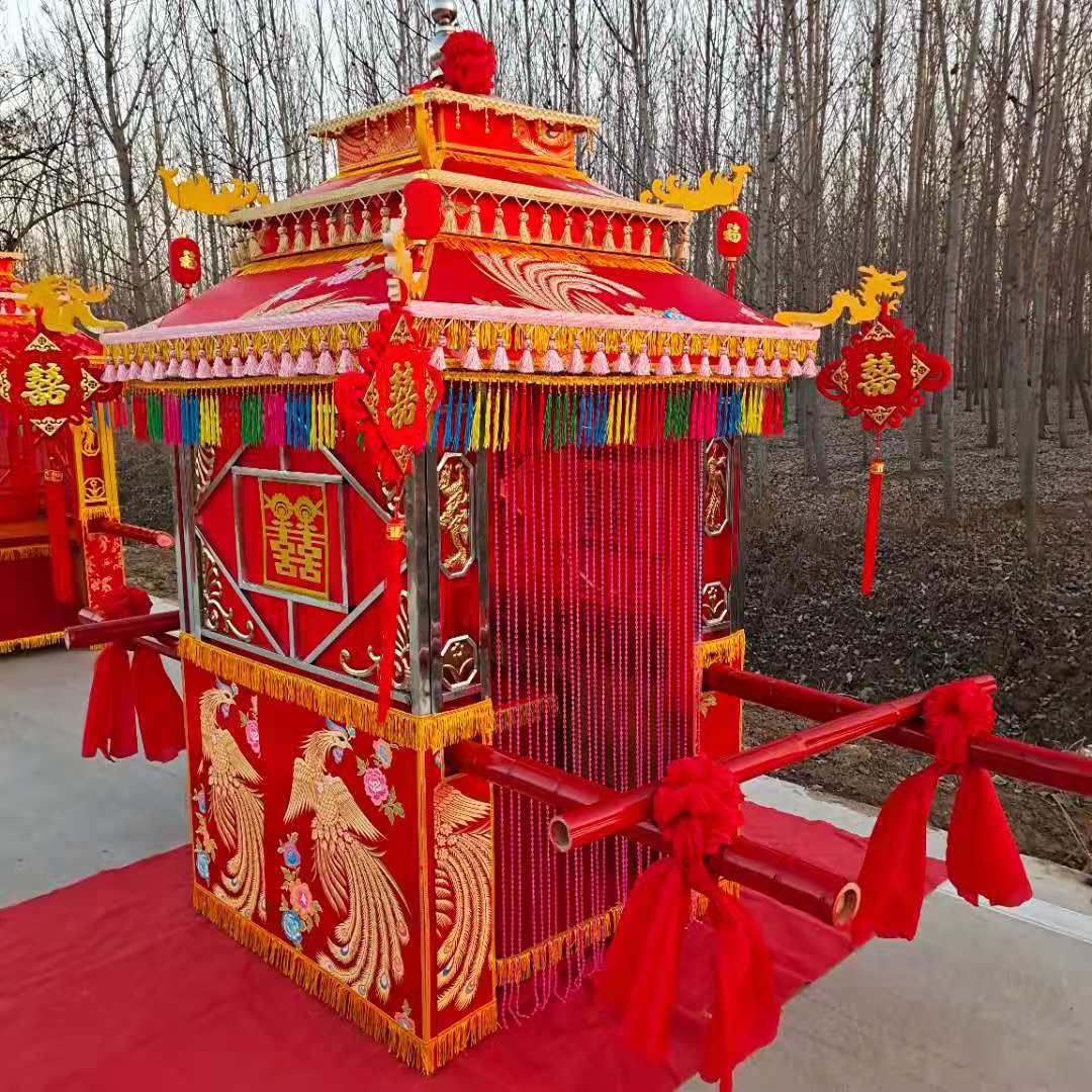 花轿婚庆喜轿八抬大花轿结婚轿子中式道具婚庆用品轿抬轿折叠复古